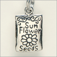 Sterling silver sunflower seeds packet charm