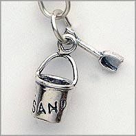 Sterling silver sand pail and shovel charm
