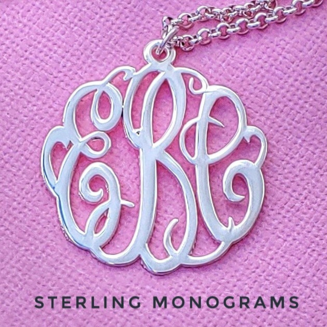 sterling silver statement monogram necklace